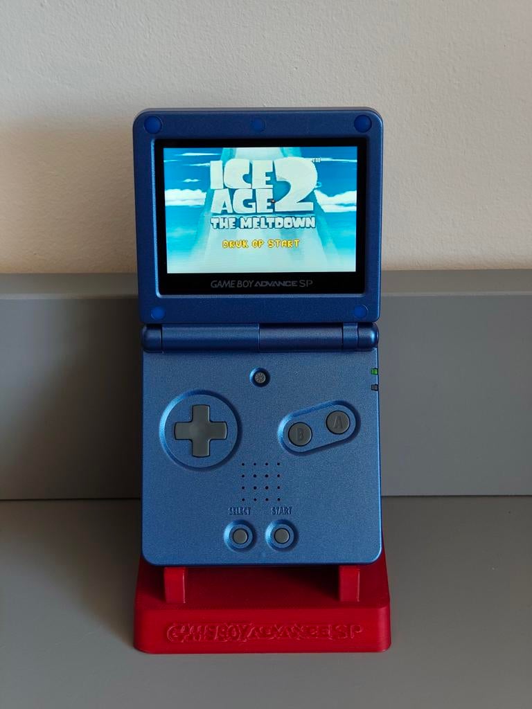 Gameboy Advance SP met prachtig IPS scherm en game Ice Age 2, Spelcomputers en Games, 1 speler, Ophalen of Verzenden, Zo goed als nieuw