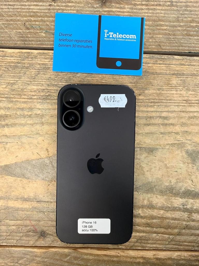 Iphone 16 black 128 gb met garantie 100%, Ophalen of Verzenden, Zo goed als nieuw, Overige typen, Apple iPhone