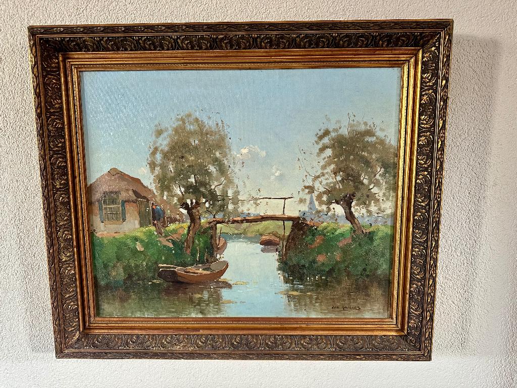 Sfeervol landschap schilderij Jan Knikker sr. –, Antiek en Kunst, Ophalen