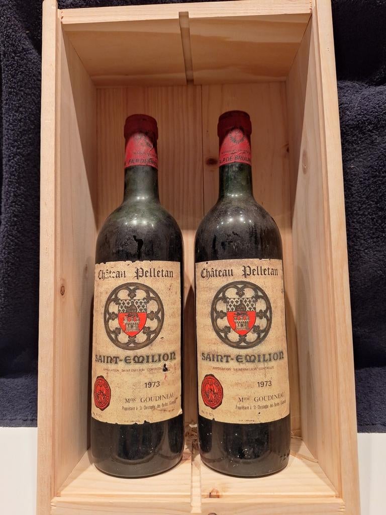 Château Pelletan Saint-Émilion 1973 - 2 flessen, Ophalen of Verzenden, Gebruikt, Frankrijk, Rode wijn