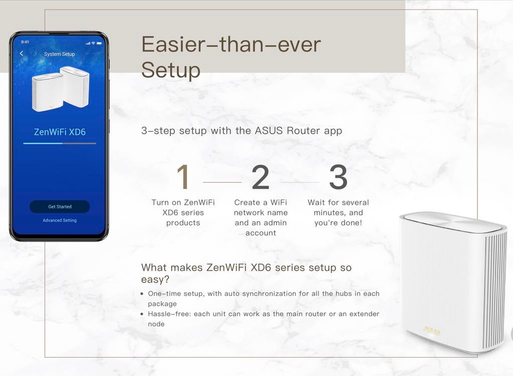 4-pack Asus ZenWiFi XD6S – Wi-Fi 6 Mesh Systeem (ZGAN), Ophalen of Verzenden, Zo goed als nieuw, Router