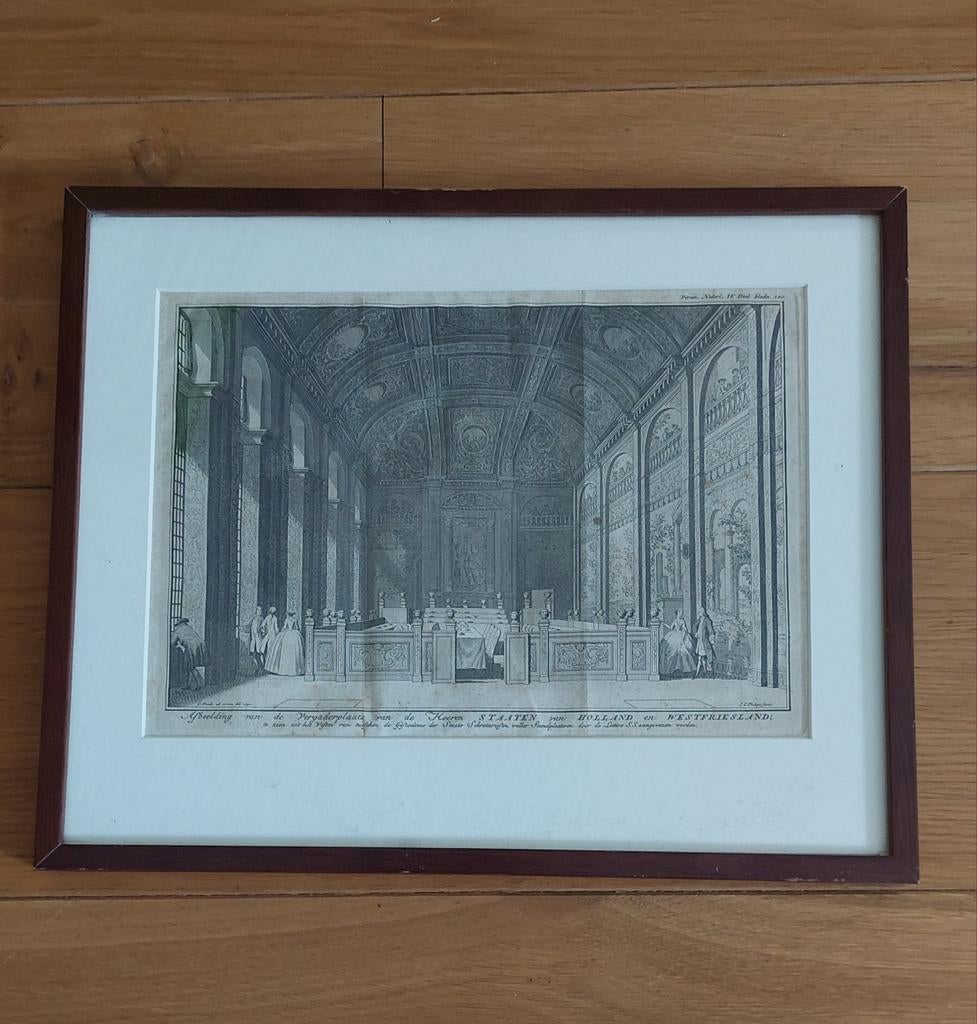 Ingelijste antieke prent Staten van Holland en Westfriesland, Ophalen of Verzenden