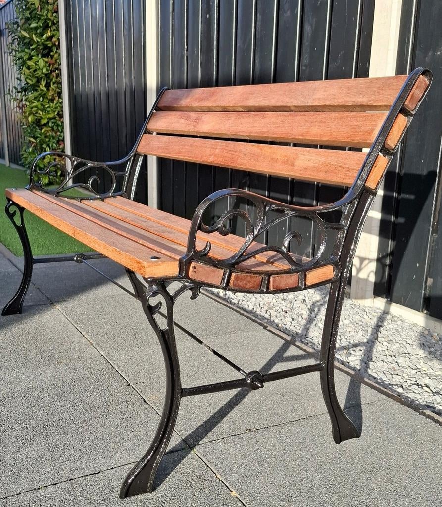 Gietijzeren tuinbank nostalgie parkbankje, Ophalen, Zo goed als nieuw, Metaal