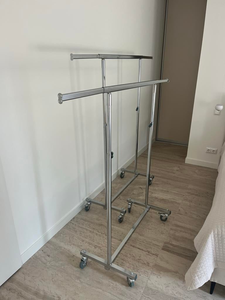 Kledingrek professioneel, zeer stevig en inklapbaar, Ophalen, Met wielen, Gebruikt