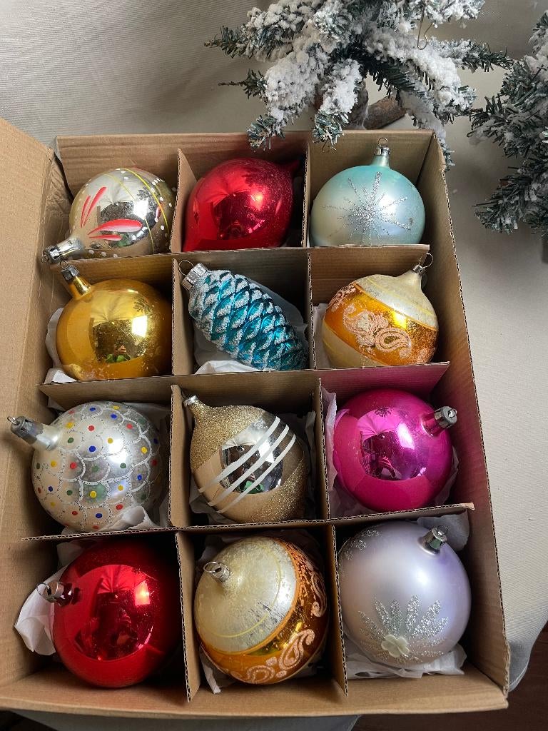 Oude grote gekleurde kerstballen, Diversen, Kerst, Ophalen of Verzenden, Gebruikt