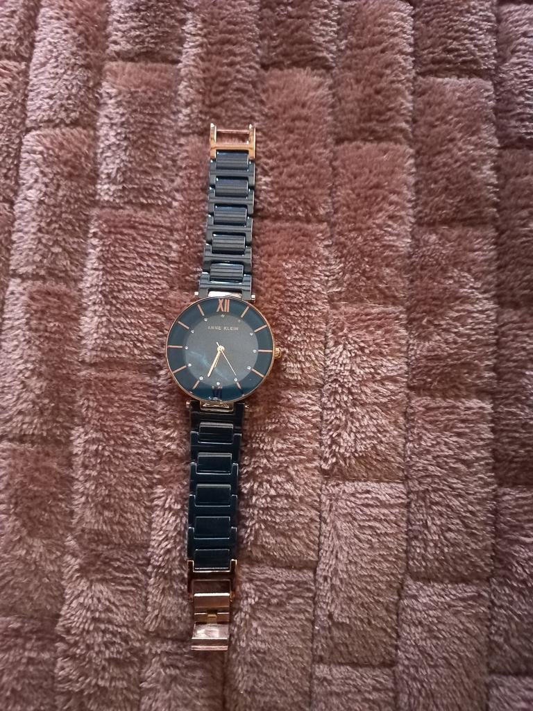 Anne Klein dameshorloge met donkerblauwe en roségouden band, Ophalen of Verzenden