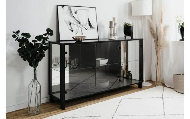 Obsidian Vitrine Dressoir, Huis en Inrichting, Kasten | Dressoirs, 75 cm of meer, 150 tot 200 cm, Nieuw, Ophalen of Verzenden