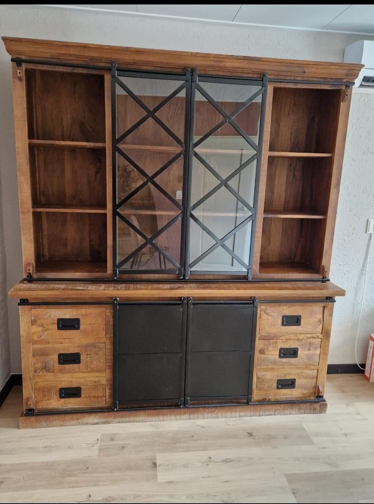 Buffetkast mangohout 200x220, Ophalen, Gebruikt, 25 tot 50 cm, 200 cm of meer