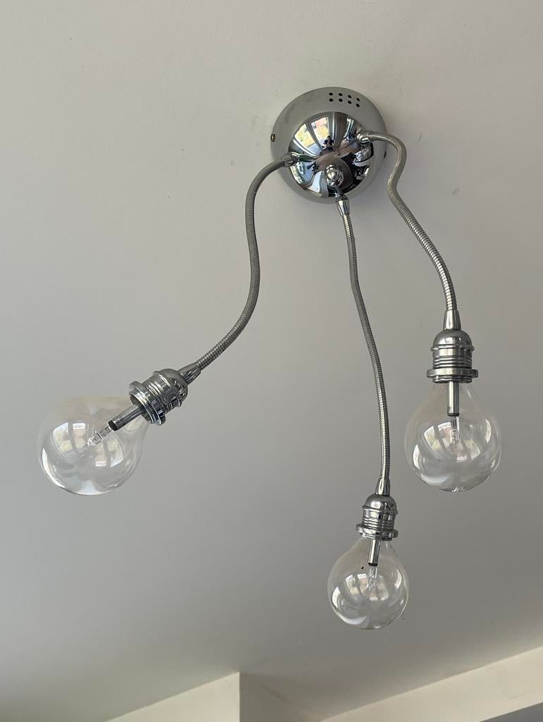 Plafondlamp met 3 verstelbare armen chroom, Ophalen of Verzenden, Zo goed als nieuw