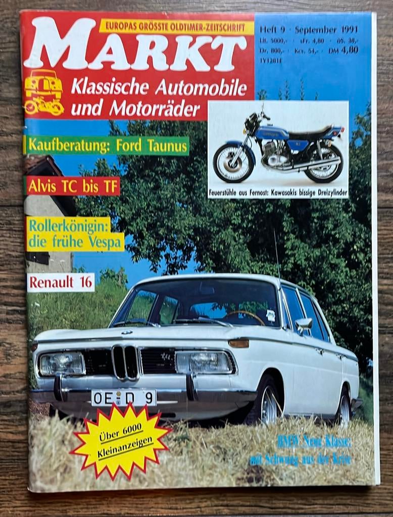 Oldtimer Markt: Vespa, R16, BMW Neue Klasse, Audi B1, Ophalen of Verzenden, Gelezen, Algemeen