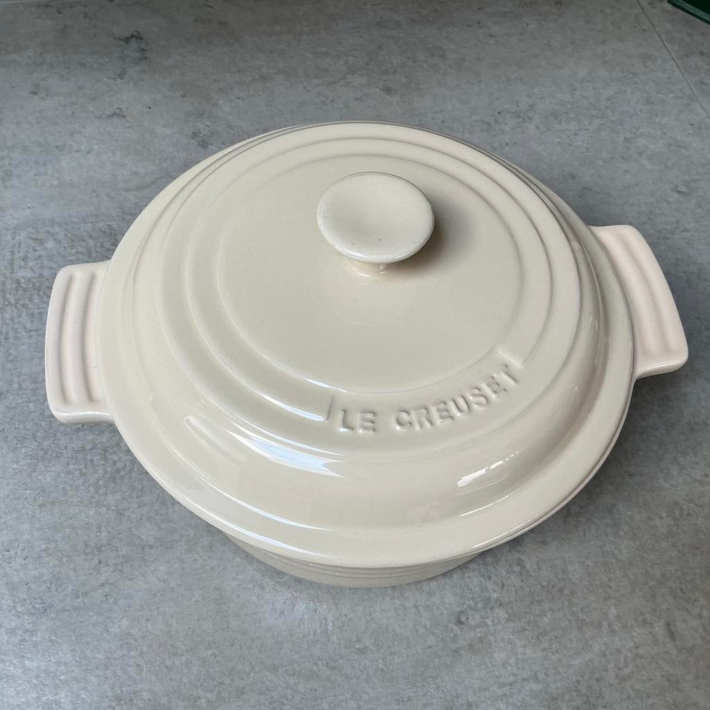 Le Creuset Jardin braadpan van geglazuurd aardewerk + deksel, Ophalen of Verzenden, Zo goed als nieuw, Overige materialen, Koekenpan of Braadpan