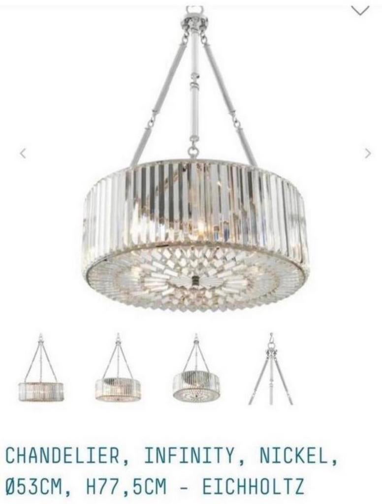 EICHHOLTZ Chandelier 'Infinity' - Nickel, Ophalen, Zo goed als nieuw, Glas, EICHHOLTZ Chandelier 'Infinity' - Nickel