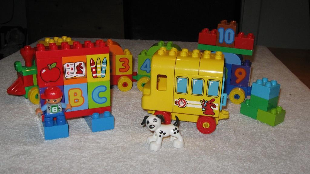 Duplo Lego 10602 Schoolbus + Trein 10550, Gebruikt, Overige thema's, Ophalen of Verzenden, Compleet