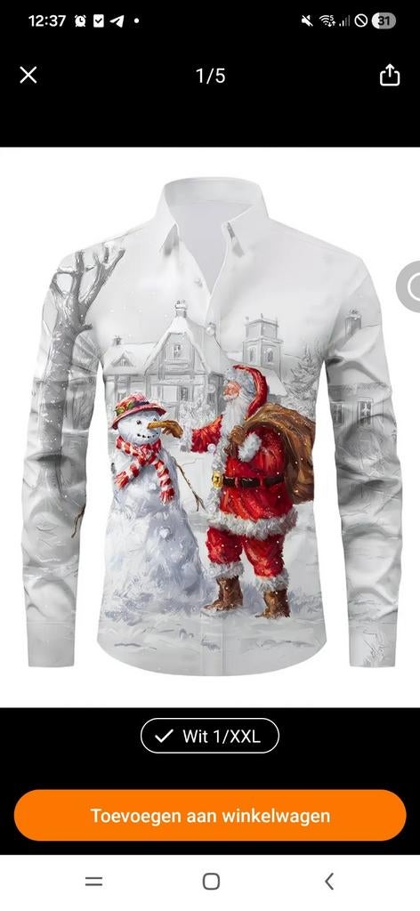 Nieuwe Kerst blouse met kerstman en sneeuwpop, Ophalen of Verzenden, Zo goed als nieuw, Wit