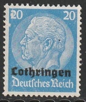 Bezet Lotharingen 1940 9 Hindenburg 20p, Ongebruikt, Ophalen of Verzenden, Overige periodes, Postfris