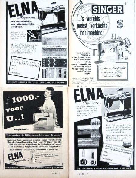 4 vintage advertenties reclames naaimachines 57 naaimachine, Ophalen of Verzenden, Gebruikt, Overige typen
