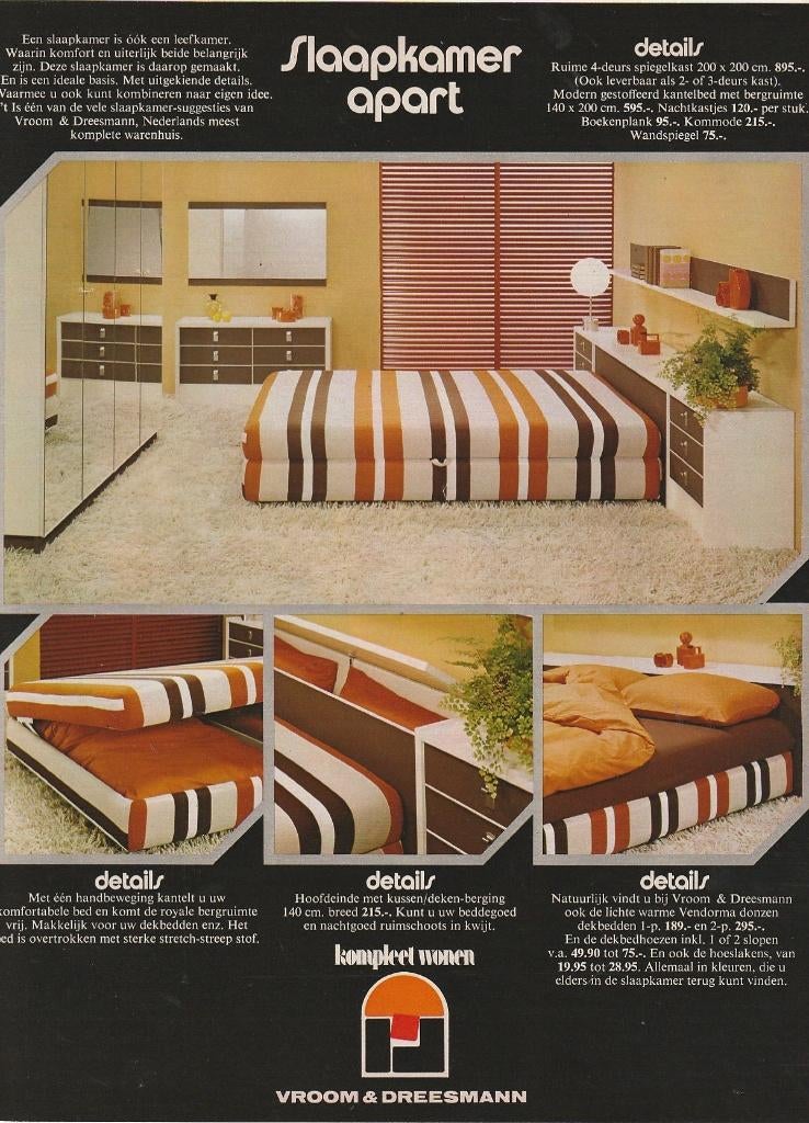 Retro reclame 1974 V&D Vroom Dreesman bed streepjes, Verzamelen, Retro, Overige typen, Verzenden