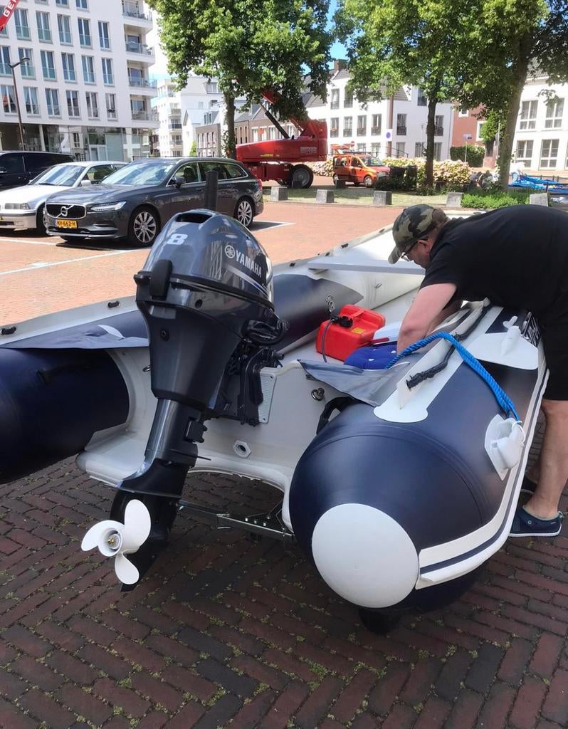 Zgan Honwave T38 Airdeck met Yamaha 8 PK 4T buitenboordmotor, Watersport en Boten, Rubberboten, Ophalen, Airdeck, Gebruikt, Yamaha