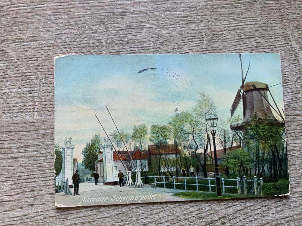 Alkmaar Schermerpoort 1908, Verzamelen, Ansichtkaarten | Nederland, Ophalen of Verzenden, Voor 1920, Gelopen, Noord-Holland