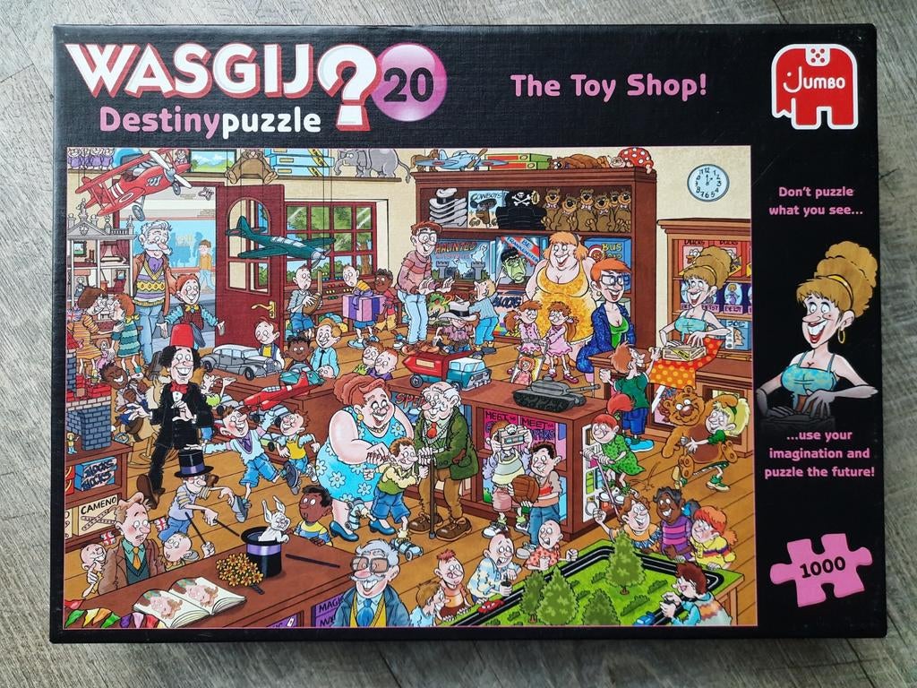 Wasgij destiny nr 20, de speelgoedwinkel, the toy shop. 1000, Ophalen of Verzenden, 500 t/m 1500 stukjes, Zo goed als nieuw, Legpuzzel