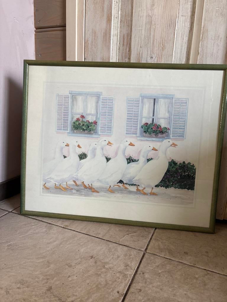 Schilderij met ganzen en huisje - Landelijke stijl, Ophalen