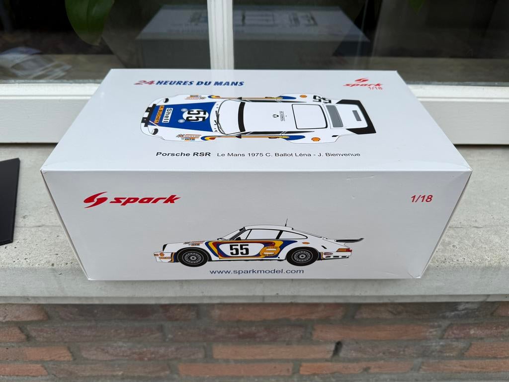 1:18 Porsche 911 RSR #55 LeMans 1975 Spark 18S289, Overige merken, Auto, Models@sparkmodel.com, Ophalen of Verzenden