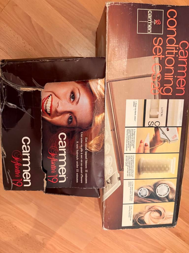 Carmen Softsetter 19 en Conditioning Set - Vintage Krulset, Ophalen of Verzenden, Gebruikt, Haarverzorging