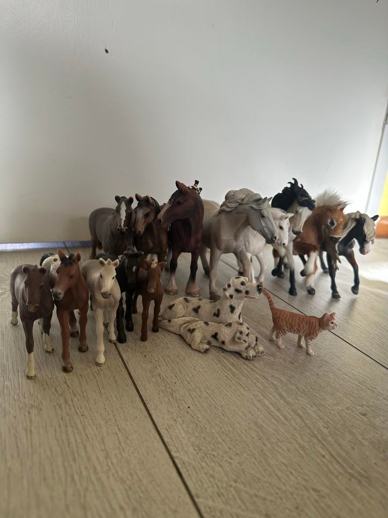 Schleich paarden en auto met trailer, Ophalen of Verzenden, Gebruikt, Jongen of Meisje