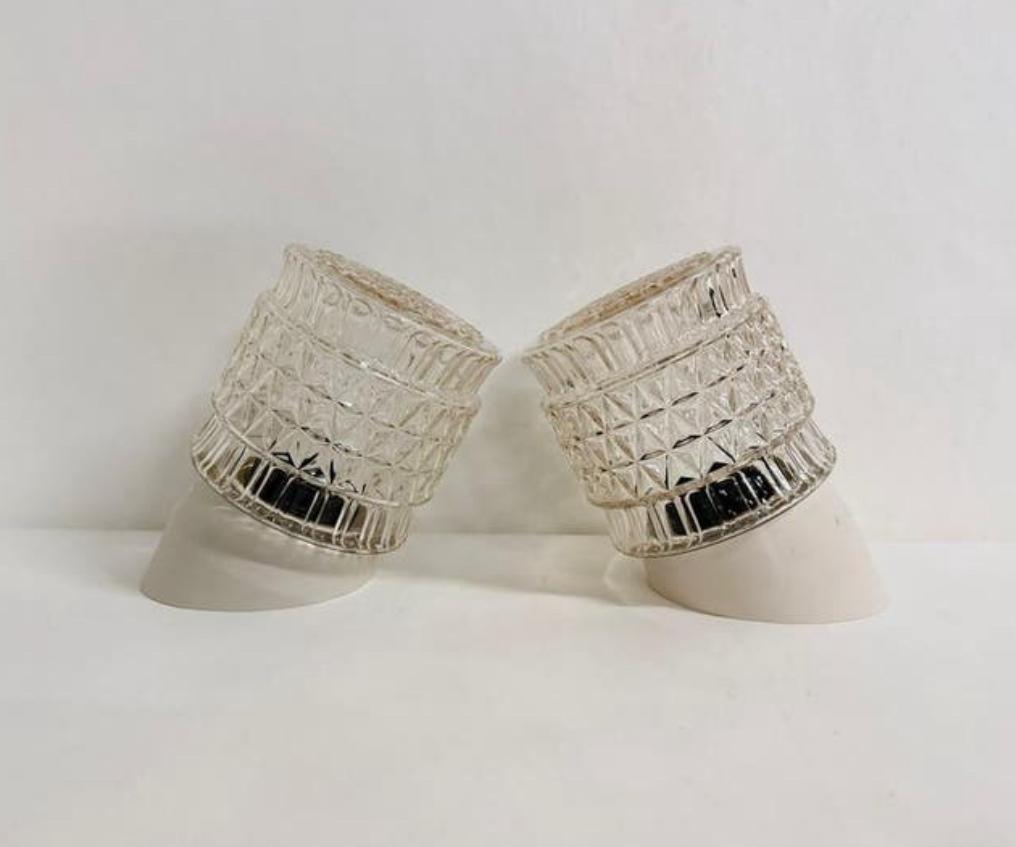 Vintage wandlamp plafondlamp rosé glas cilinder jaren 70, Ophalen of Verzenden, Zo goed als nieuw, Glas, Mid century