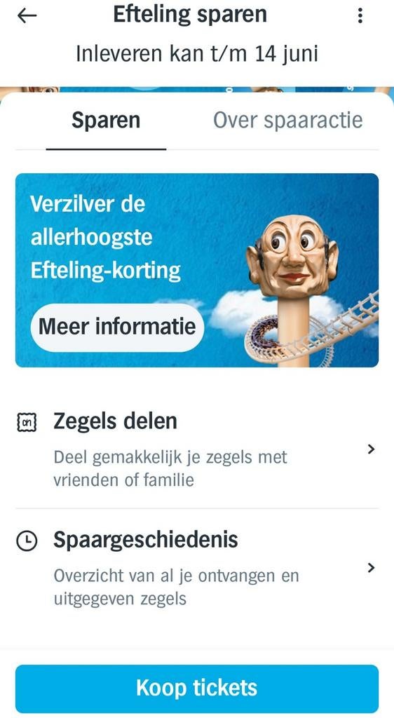 Efteling kortingsbonnen - 50% korting + 10% extra, Verzenden, Nieuw, Overige typen