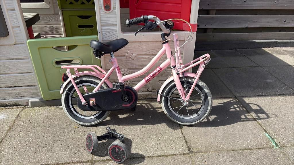 12 inch alpina cargo roze, Fietsen en Brommers, Fietsen | Kinderfietsjes, Ophalen, Gebruikt, Minder dan 16 inch, Zijwieltjes