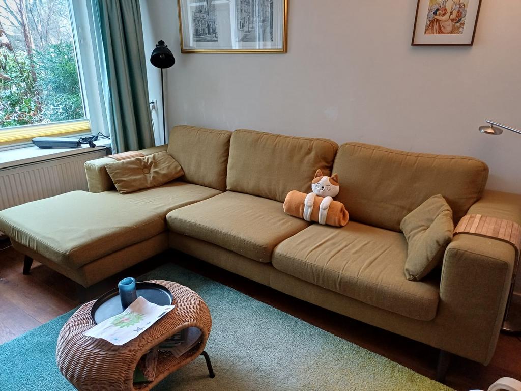 Ophalen voor 1 april 20:00. UMIX Hoekbank - Okergeel, Huis en Inrichting, Banken | Bankstellen, Ophalen, 250 tot 300 cm, Gebruikt