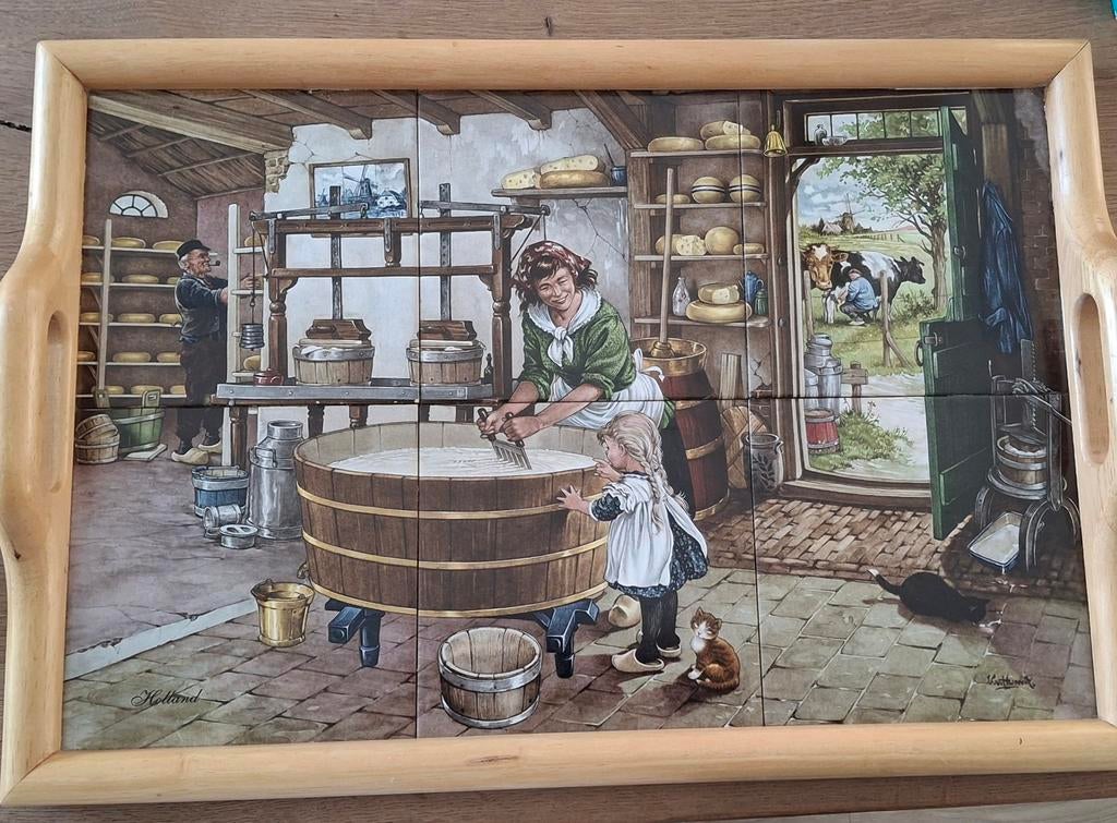 Dienblad met tegels van J.C. van Hunnik - Nieuwstaat, Ophalen of Verzenden