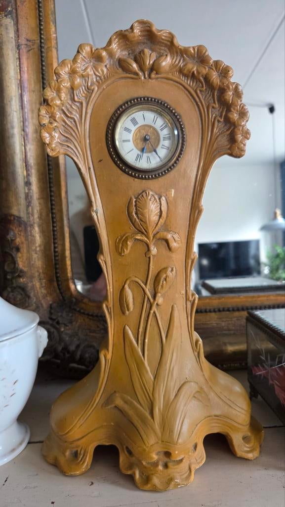 Art Nouveau klok met een hoogte van 37 cm, Antiek en Kunst, Ophalen of Verzenden