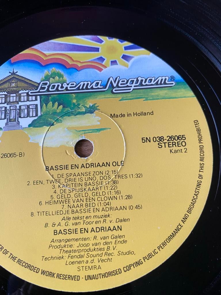 Bassie en Adriaan LP (zonder hoes), Ophalen of Verzenden, 1980 tot 2000, Gebruikt, 12 inch
