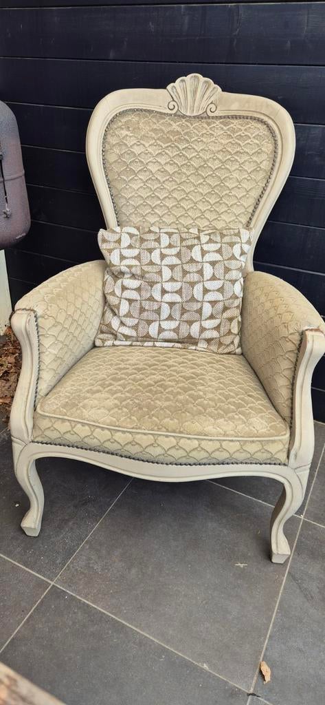 Antieke dames fauteuil, geverfd, Huis en Inrichting, Fauteuils, Ophalen