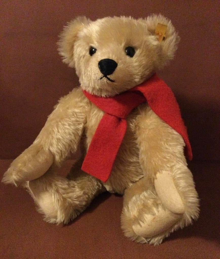 Steiff blonde teddybeer 43 cm, Verzamelen, Beren en Cherished Teddies, Ophalen of Verzenden, Zo goed als nieuw, Stoffen beer, Steiff