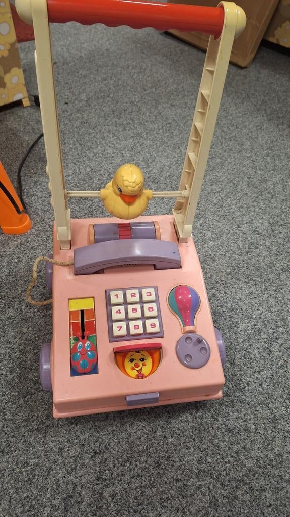 Vintage babywalker met telefoon en eendje, Ophalen of Verzenden