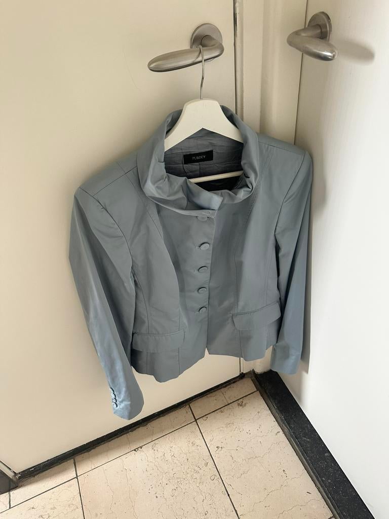Purdey ijsblauw jasje maat 44 en top Caroline biss maat 42, Verzenden, Zo goed als nieuw, Maat 42/44 (L), Blauw