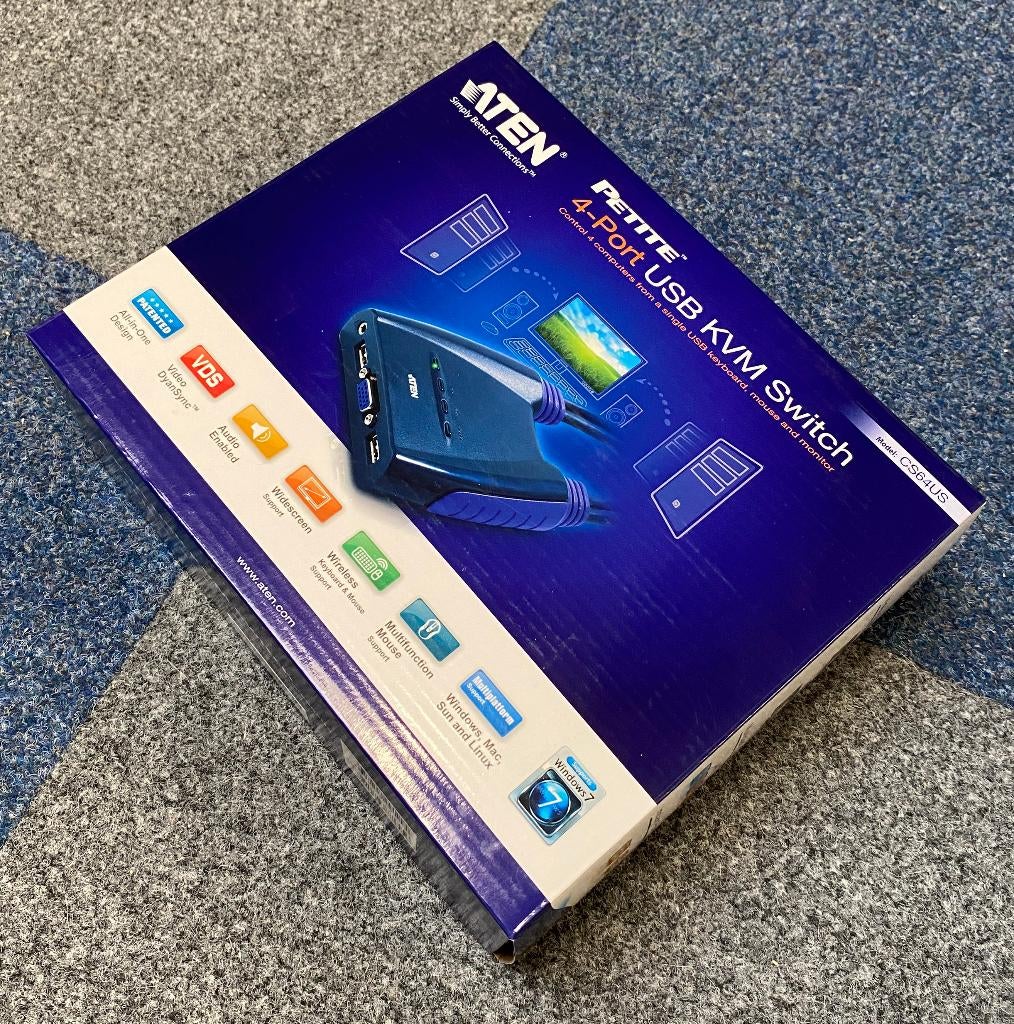 Aten 4 poorts kvm switch, Ophalen of Verzenden, Zo goed als nieuw