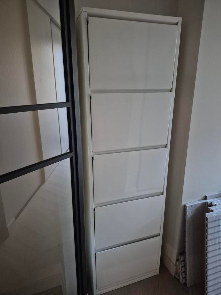 Metalen schoenenkast. Te bevestigen aan de muur, Ophalen, Gebruikt, Wit