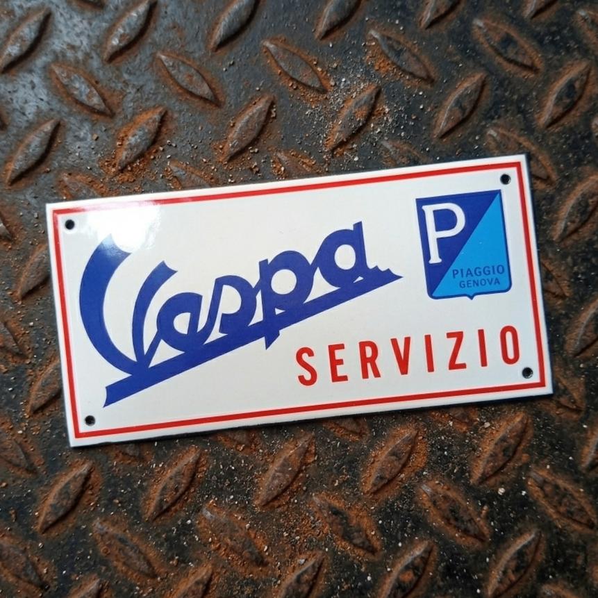 Emaille Schild VESPA Vintage Scooter Reclamebord Italië 80's, Verzenden, Gebruikt, Reclamebord