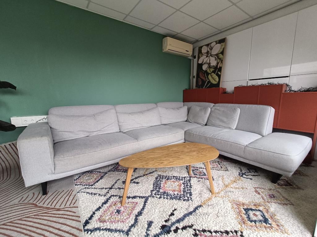 Ruime grijze hoekbank (330x240 cm) – Trendhopper – Moet weg!, Ophalen of Verzenden, Gebruikt, Stof, Modern