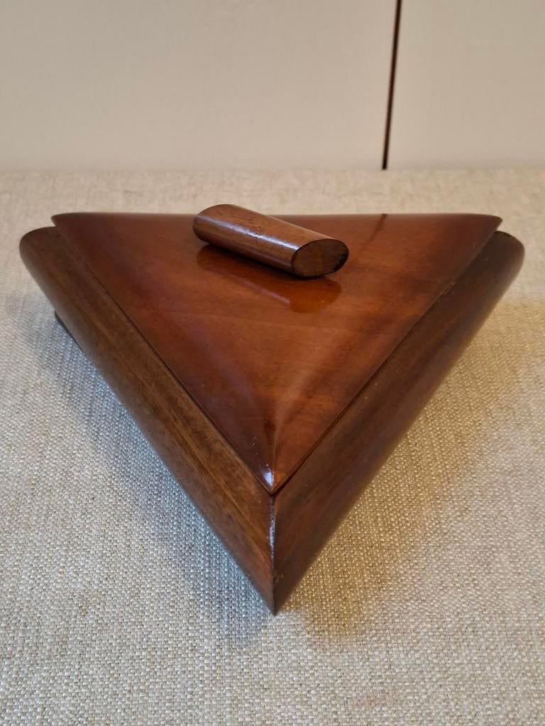 Artdeco driehoekige houten  dekseldoos, Antiek en Kunst, Antiek | Woonaccessoires, Ophalen of Verzenden