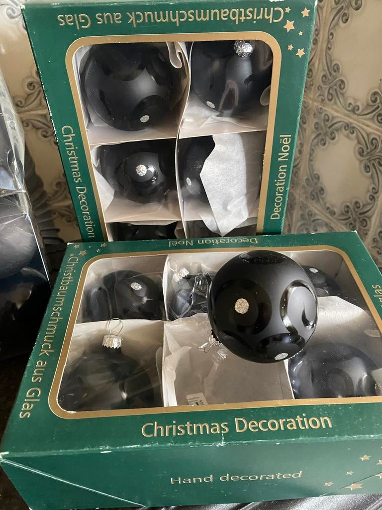 11 x Glazen kerstbal zwart, Ophalen of Verzenden, Zo goed als nieuw