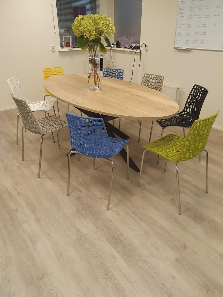 Nieuwe vergadertafel / eetkamertafel div maten en kleuren, 100 tot 150 cm, Rond, Ophalen of Verzenden, Zo goed als nieuw