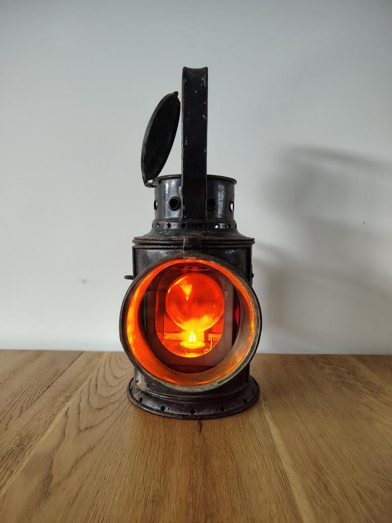 Antieke Seinlamp Spoorwegen - Omgebouwd met Dimmer, Ophalen of Verzenden