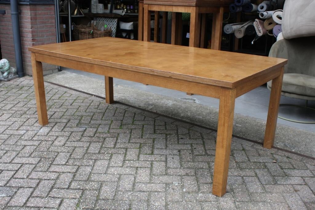Mooie houten tafel eettafel stamtafel 200 x 100 cm., Ophalen, Gebruikt, Bruin, Eén