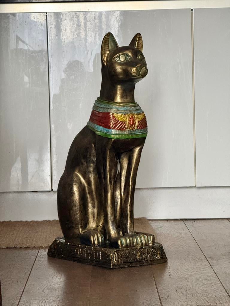 Grote Egyptische kat (Bastet) beeld - Loods5 - brons look, Ophalen, Zo goed als nieuw, Dier