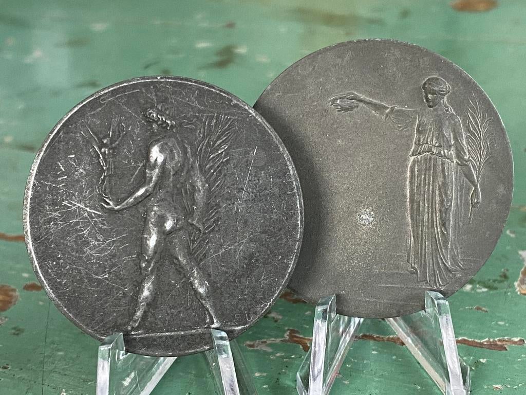 Sport penningen 2 stuks 1942 Schoondijke, Ophalen of Verzenden